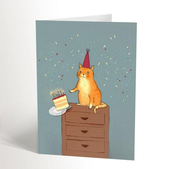 Valerie Boivin Carte Chat Roux Qui Fait Tomber Gâteau