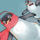 Valerie Boivin Carte De Noël Pingouins Patin Détail