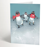 Valerie Boivin Carte De Noël Pingouins Patin
